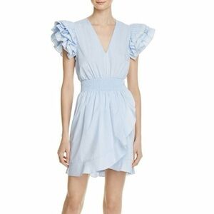 Sandro Blue Camia Ruffle Dress